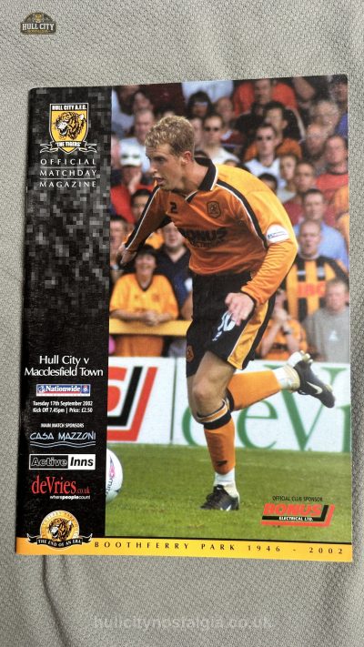 Hull City v Macclesfield Town programme cover